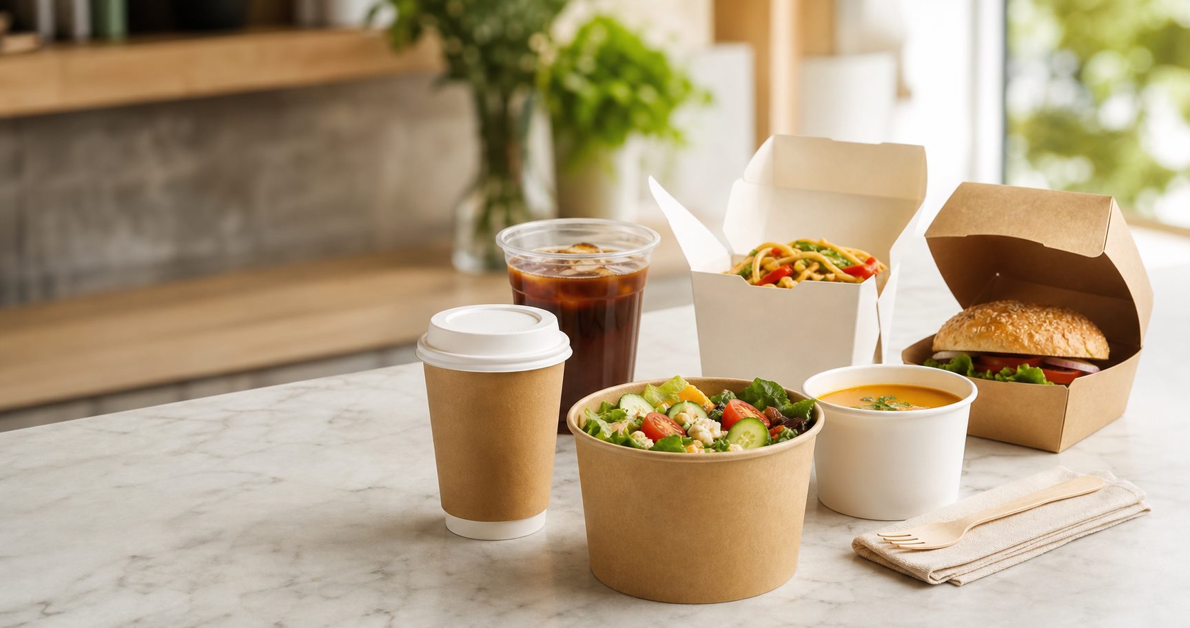Kraft ve kâğıt tabanlı gıda servis ambalajları